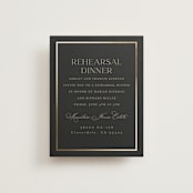"Timeless Charm" - Foil-Pressed Rehearsal Dinner Cards in Charcoal by Lucrecia Caporale - Front