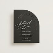 "The Arc" - Foil-Pressed Rehearsal Dinner Cards in Truffle by Vera Lim - Front