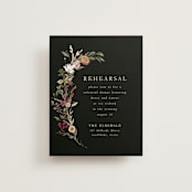 "Monogrammed Floral" - Foil-Pressed Rehearsal Dinner Cards in Midnight by Susan Moyal - Front