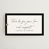 "Dashing Script" - Rehearsal Dinner Favor Tags in Peppercorn by Olivia Raufman - Front