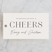 "Wine & Dine" - Rehearsal Dinner Favor Tags in Linen by Sara Hicks Malone - Front