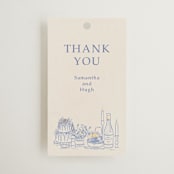 "Table feast" - Rehearsal Dinner Favor Tags in Balmy Blue by Sabrin Deirani - Front