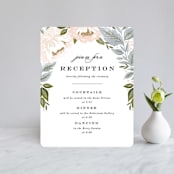 "Peony Floral Frame" - Reception Cards in Cornflower by Alethea and Ruth - Front