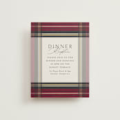 "Holiday Tartan" - Reception Cards in Cranberry by Erin Deegan - Front