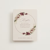 "Dried Floral Wreath" - Reception Cards in Cabernet by Erin Deegan - Front
