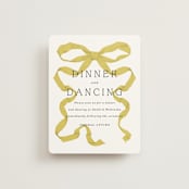 "Antique Ribbon" - Reception Cards in Citrine by Olivia Kanaley Inman - Front