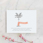 "Palm" - Reception Cards in Salmon by Lauren Chism - Front