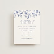 "Daisy Toile" - Reception Cards in Blue Willow by Susan Zinader - Front