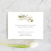 "Ribbonly" - Reception Cards in Blush by Jennifer Wick - Front