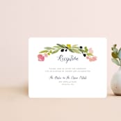 "Watercolor Wreath" - Reception Cards in Grapefruit by Yao Cheng Design - Front