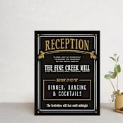 "Inked" - Reception Cards in Honey Bee by GeekInk Design - Front