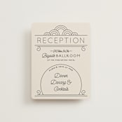 "Deco Nouveau" - Reception Cards in Cream by GeekInk Design - Front