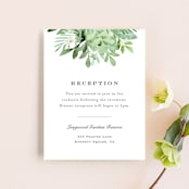 "Leafy ampersand" - Reception Cards in Mint Leaf by Jennifer Wick - Front