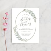 "Modern Wreath" - Reception Cards in Sage by Hooray Creative - Front