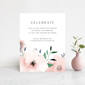 "Soft Florals" - Reception Cards in Coral Wash by Leah Bisch - Front