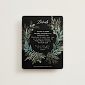 "Forest Crest" - Reception Cards in Obsidian by Alethea and Ruth - Front