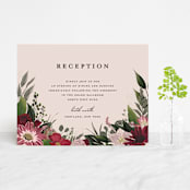 "Midnight Botanicals" - Reception Cards in Cranberry by Susan Moyal - Front