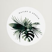 "Tropics" - Rehearsal Dinner Favor Stickers in Palm by Gwen Bedat - Front