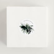 "Tropics" - Rehearsal Dinner Favor Stickers in Palm by Gwen Bedat - In Use