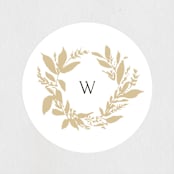 "Monogram Wreath" - Rehearsal Dinner Favor Stickers in Silk by Phrosné Barwood - Front