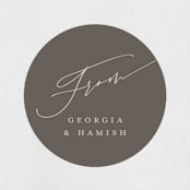 "Flowy Script" - Rehearsal Dinner Favor Stickers in Hydrangea by letterfix - Front