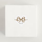 "Rustic Bow" - Rehearsal Dinner Favor Stickers in Snow by Jackie Crawford - In Use