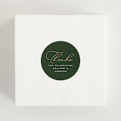 "Two Styles" - Rehearsal Dinner Favor Stickers in Emerald by Owl and Toad - In Use
