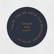 "Round" - Rehearsal Dinner Favor Stickers in Midnight by Gwen Bedat - Front