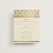 "Aatreya" - Foil-Pressed Multi-Event RSVP Cards in Marigold by Pati Cascino - Front