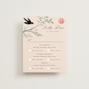 "LOVEBIRDS" - Foil-Pressed Multi-Event RSVP Cards in Cream by Elly - Front
