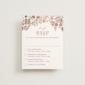 "Garden Vines" - Foil-Pressed Multi-Event RSVP Cards in Ruby by Yaling Hou Suzuki - Front