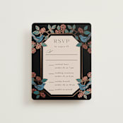 "Wedding birds" - Foil-Pressed Multi-Event RSVP Cards in Onyx by Ana de Sousa - Front