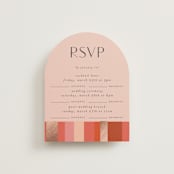 "Patchwork Border" - Foil-Pressed Multi-Event RSVP Cards in Fruit Punch by Morgan Kendall - Front