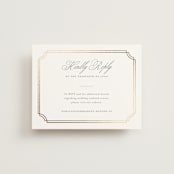 "Formally" - Foil-Pressed RSVP Online Enclosure Cards in Mist by Sarah Brown - Front