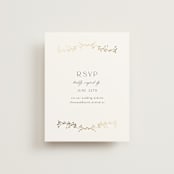 "Delicate Vine" - Foil-Pressed RSVP Online Enclosure Cards in Alabaster by Susan Moyal - Front