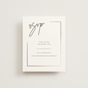 "Balanced" - Foil-Pressed RSVP Online Enclosure Cards in Milk White by Robin Ott - Front