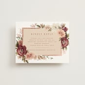 "Romantic Frame" - Foil-Pressed RSVP Online Enclosure Cards in Peony by Wildfield Paper Co - Front