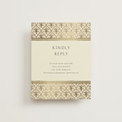 "Aatreya" - Foil-Pressed RSVP Online Enclosure Cards in Marigold by Pati Cascino - Front