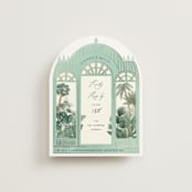 "The Greenhouse" - Foil-Pressed RSVP Online Enclosure Cards in Seagreen by Elly - Front