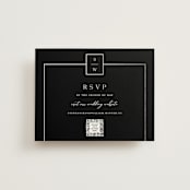 "Elegant Station" - Foil-Pressed RSVP Online Enclosure Cards in Noir by Stacey Meacham - Front