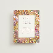 "Autumn flowers" - Foil-Pressed RSVP Online Enclosure Cards in Amber by Alexandra Dzh - Front