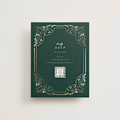 "Illuminated Storybook" - Foil-Pressed RSVP Online Enclosure Cards in Evergreen by Alethea and Ruth - Front