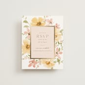 "Jardin" - Foil-Pressed RSVP Online Enclosure Cards in Carnation by Everett Paper Goods - Front