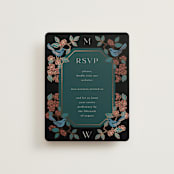 "Wedding birds" - Foil-Pressed RSVP Online Enclosure Cards in Onyx by Ana de Sousa - Front