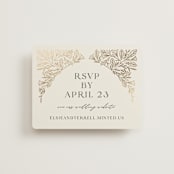 "Baroque" - Foil-Pressed RSVP Online Enclosure Cards in Cream by Jen Owens - Front