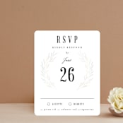 "Gilded Leaves" - Gloss-Press® RSVP Cards in Classic White by Kelly Schmidt - Front
