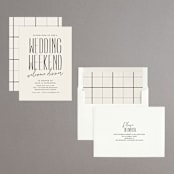 "Classic Welcome" - Rehearsal Dinner Invitations in Sand by Inkblot Design - Assembled