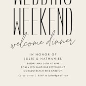 "Classic Welcome" - Rehearsal Dinner Invitations in Sand by Inkblot Design - Detail