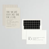 "Modern Stack" - Rehearsal Dinner Invitations in Sand by Robert and Stella - Assembled