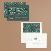 "Stacked Type" - Rehearsal Dinner Invitations in Sage by Alethea and Ruth - Assembled